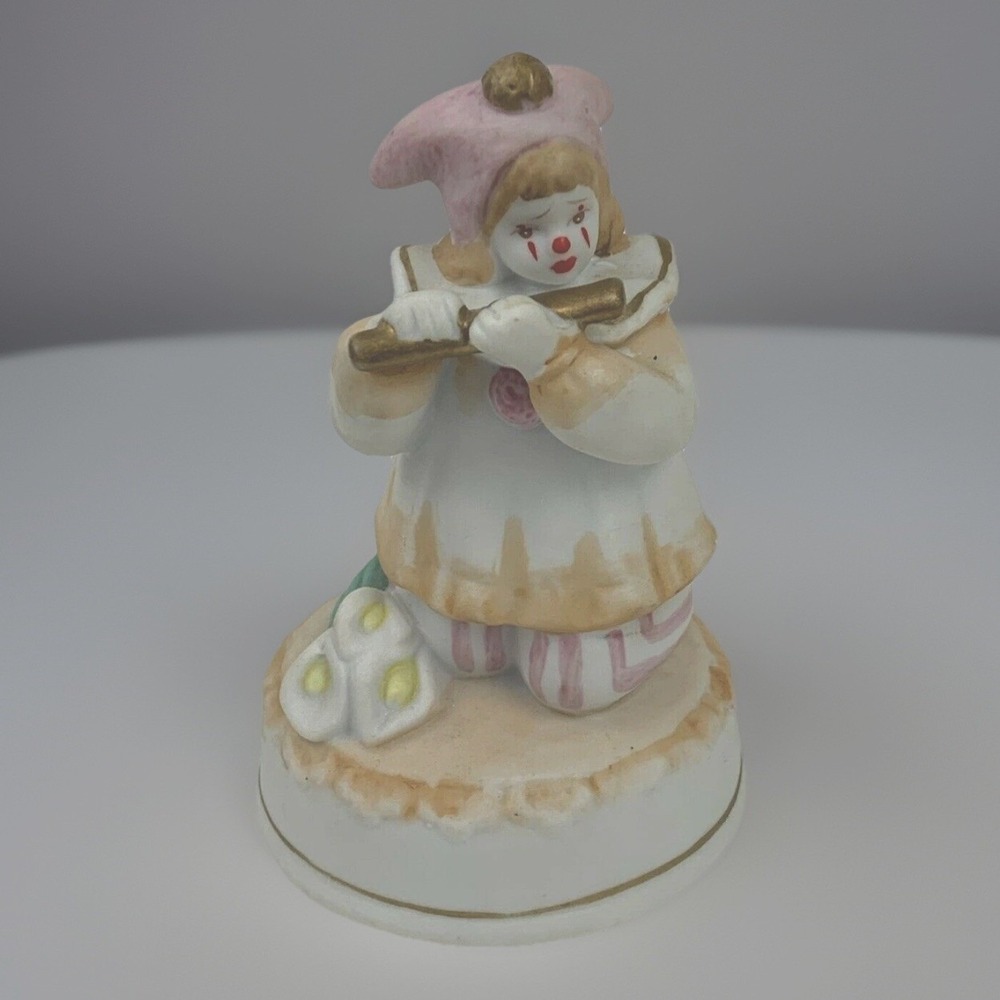 Vintage Porcelain Clown Figurine Playing Flute Musical Collectible Sekiguchi